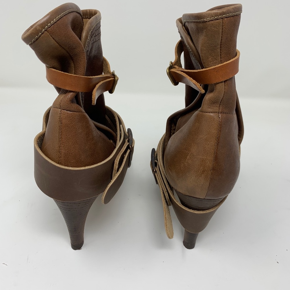 Chloe Brown Leather Ankle Booties Belt Detail Sz 7 - Picture 5 of 16
